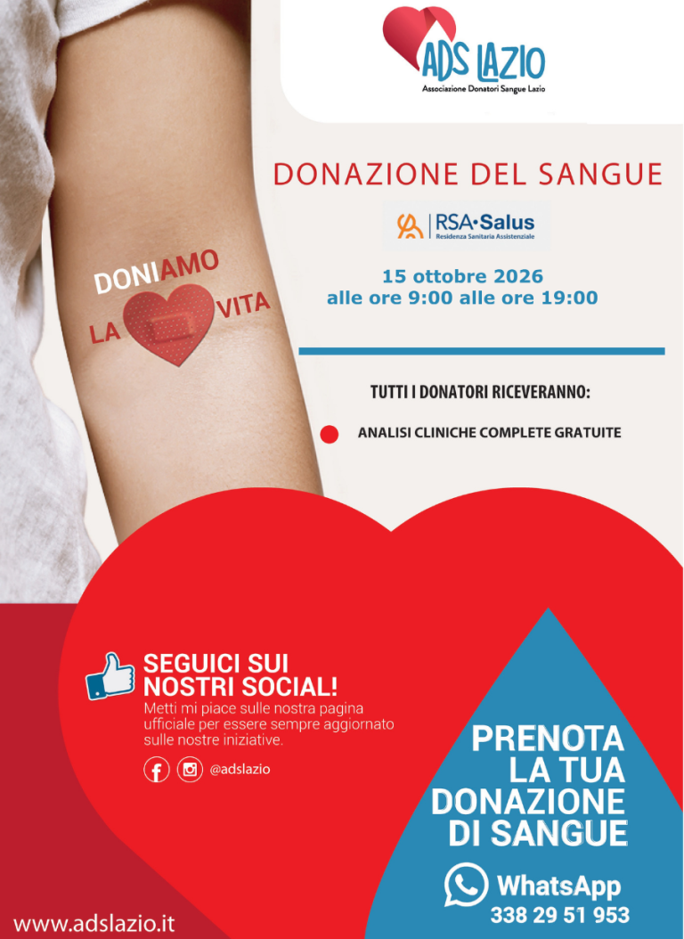 Donazione Sangue presso RSA Salus di Roma